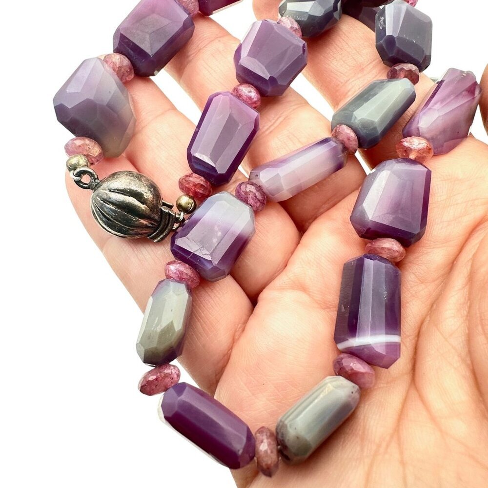Womens Necklace Sterling Silver Amethyst Gemstone Bead